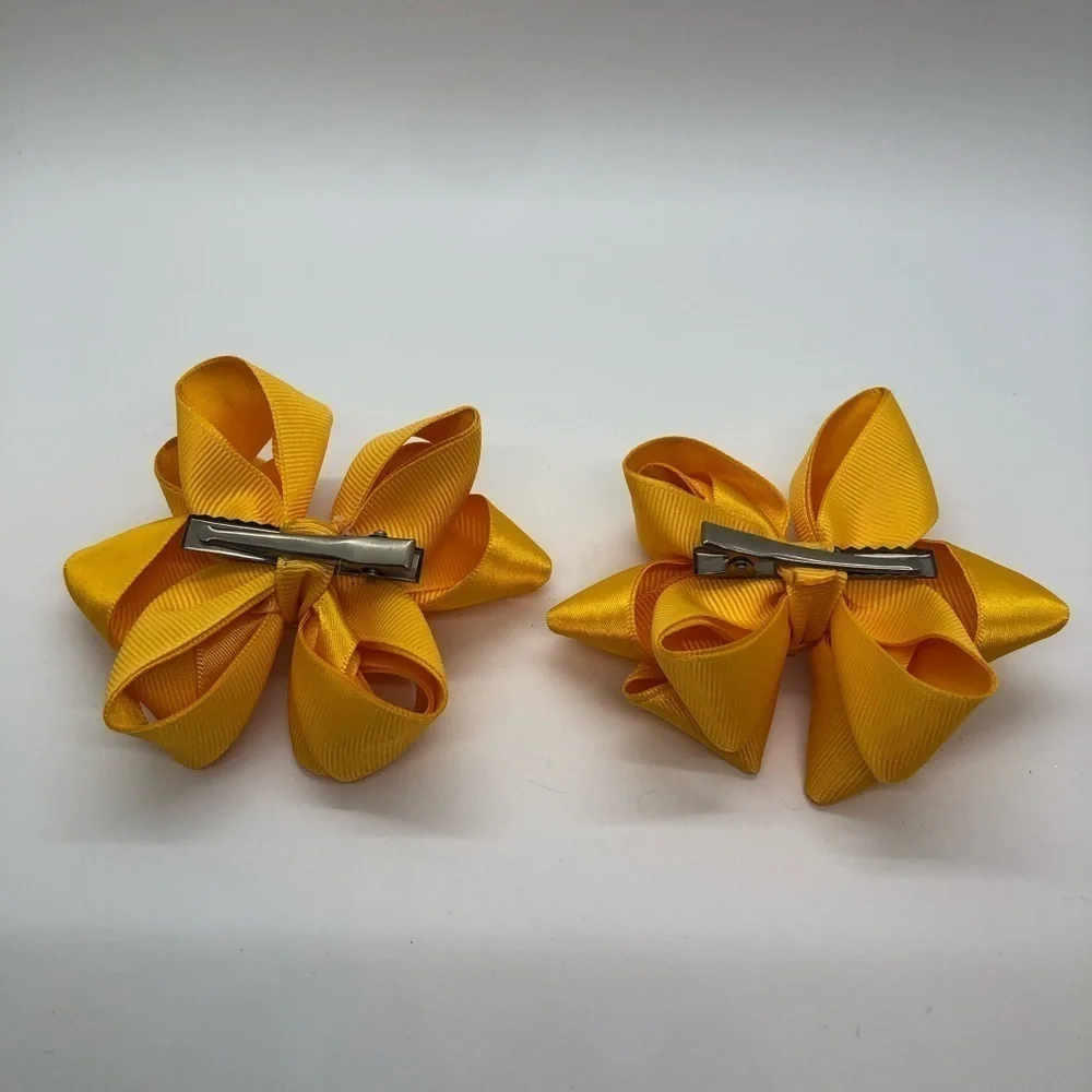 Gaby's Yellow Orange Bows Piggies Pigtails Set